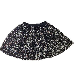 Girls Black Sequin Lined Skirt With Scalloped Waistband Size 6 Dance Dress Up
